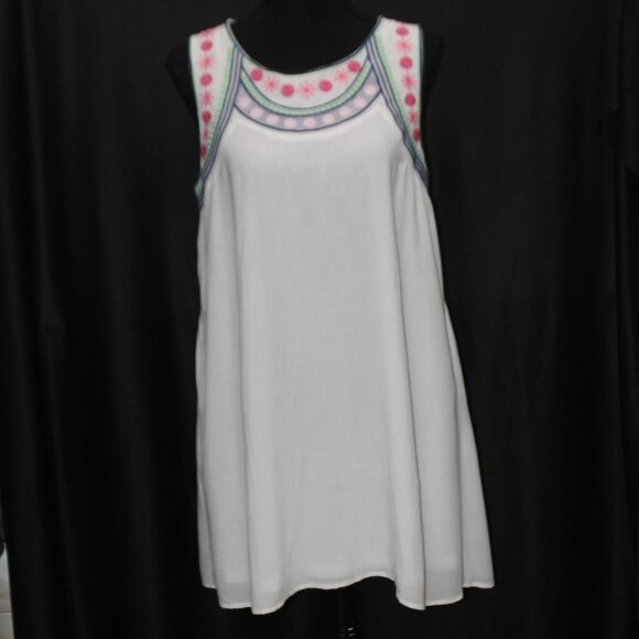 Jodifl White Rayon Embroidered Sleeveless Dress - Picture 1 of 15